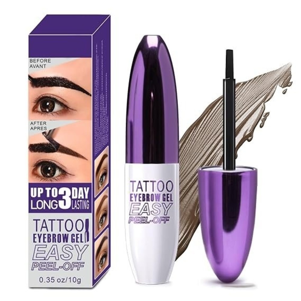 QICIY Tattoo Eyebrow Gel Easy Peel-Off Long Lasting Waterproof 01 Dark Brown